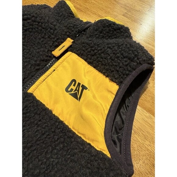 CATERPILLAR Boys Fleece Vest Black Yellow Warm Winter Outdoor Size 24 Months - Picture 4 of 7